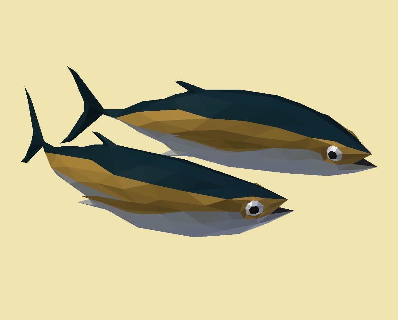 012 Fish Yellowfin Low-poly 3D model_1