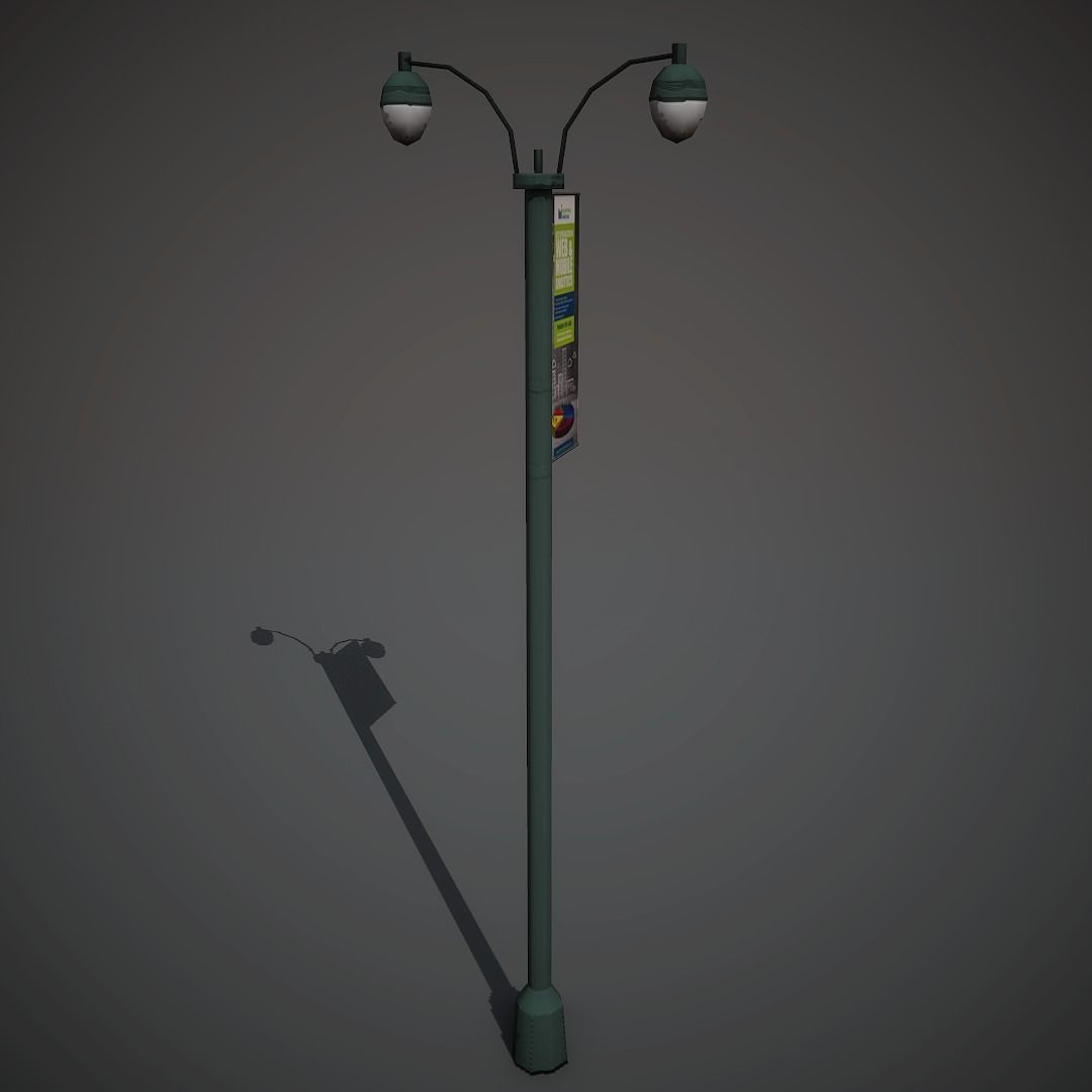 Lantern street lamp Low-poly 3D model_4
