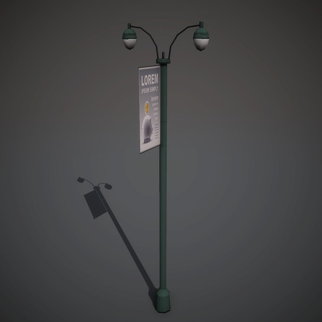 Lantern street lamp Low-poly 3D model_2