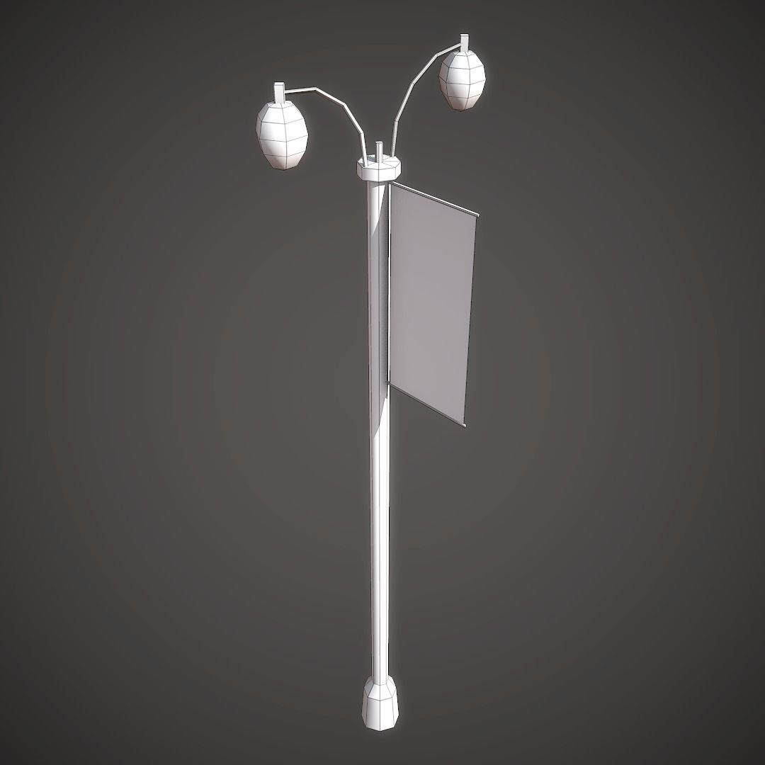 Lantern street lamp Low-poly 3D model_8