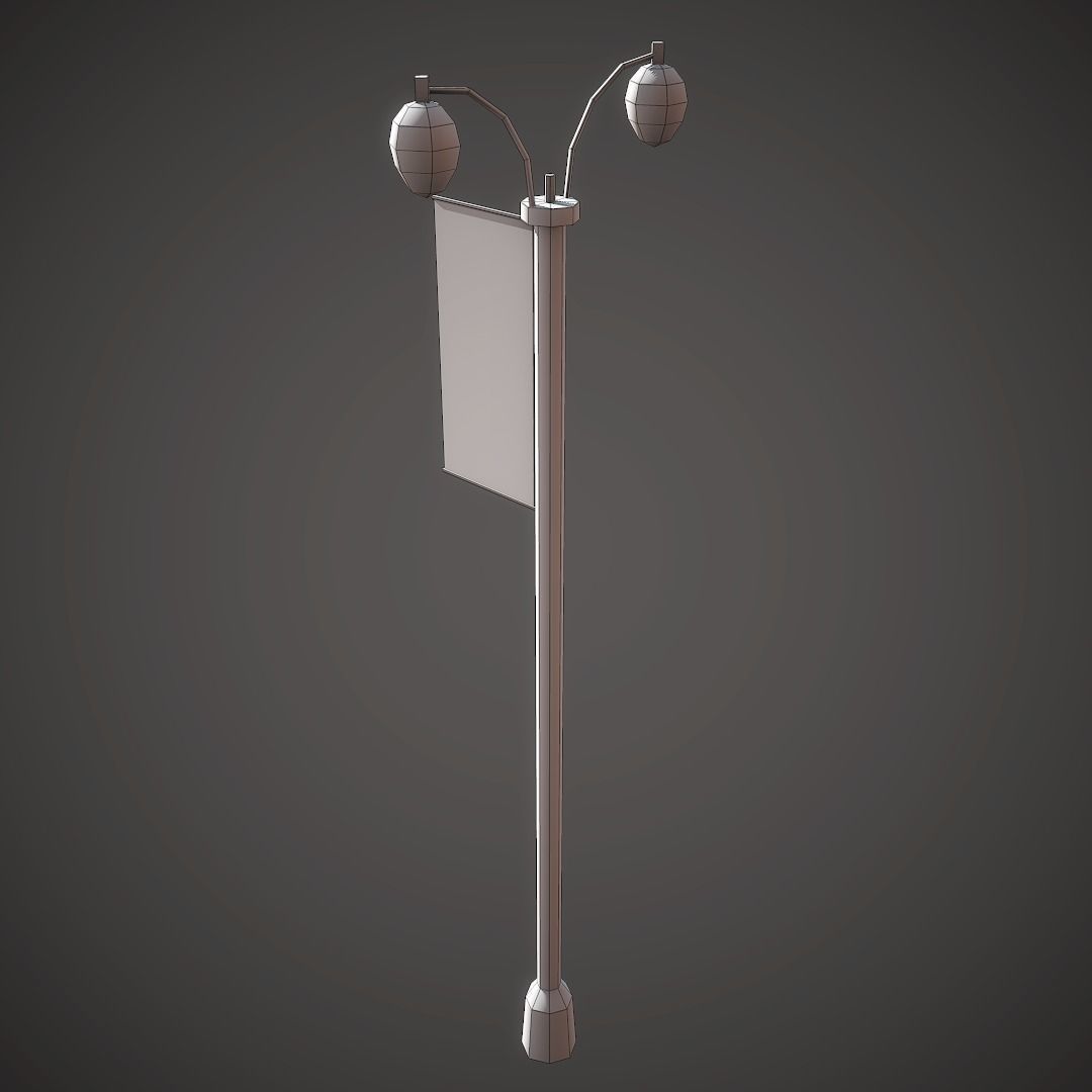 Lantern street lamp Low-poly 3D model_6