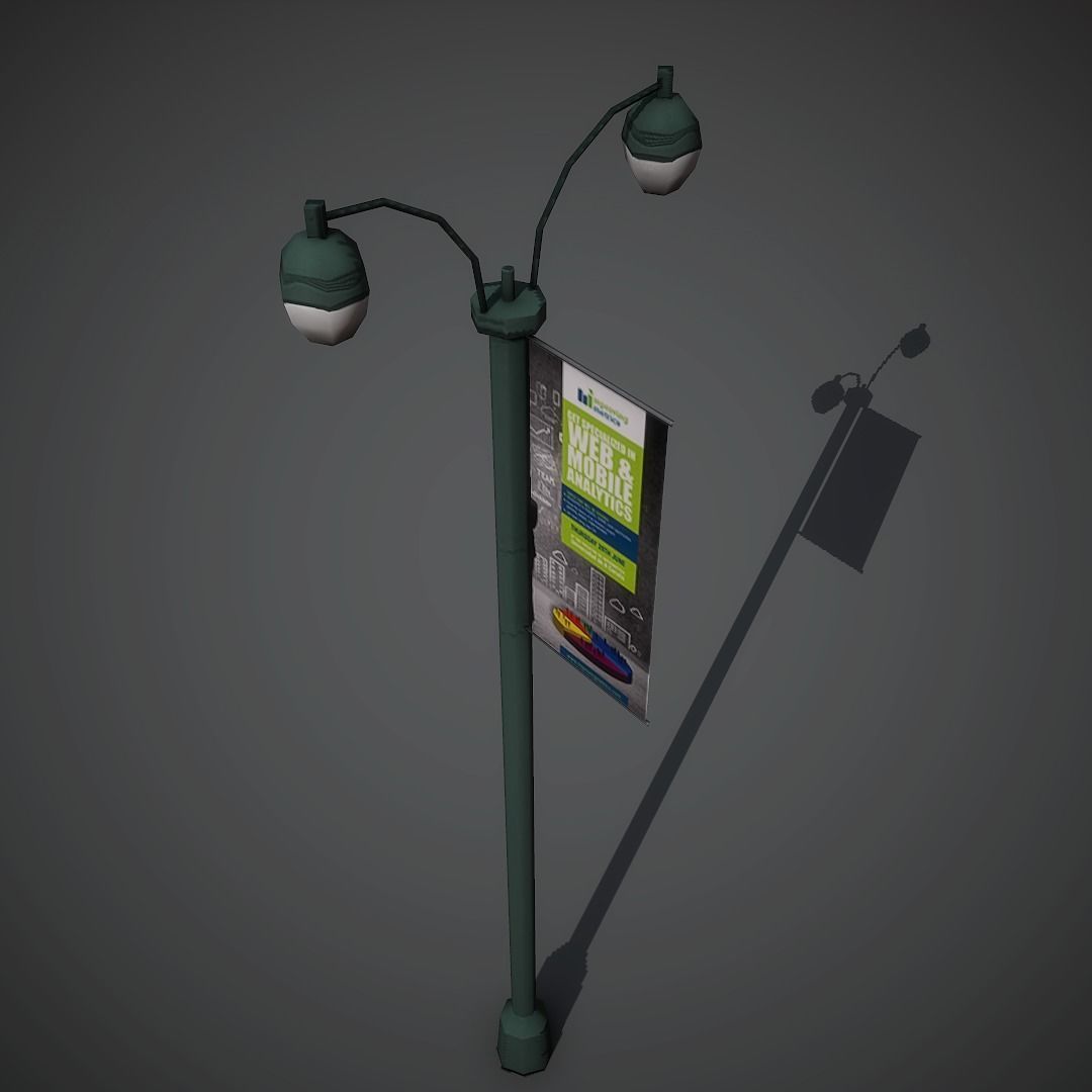 Lantern street lamp Low-poly 3D model_1