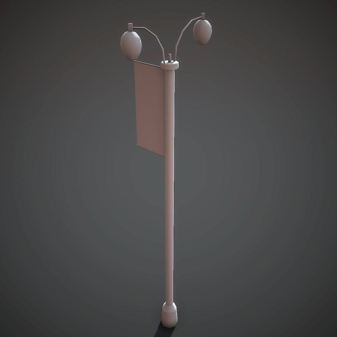 Lantern street lamp Low-poly 3D model_5