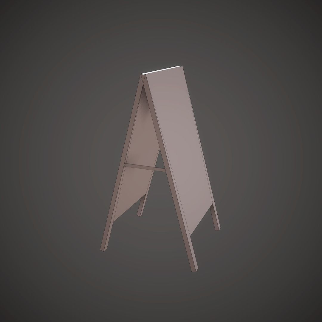 Wooden Banner Low-poly 3D model_6