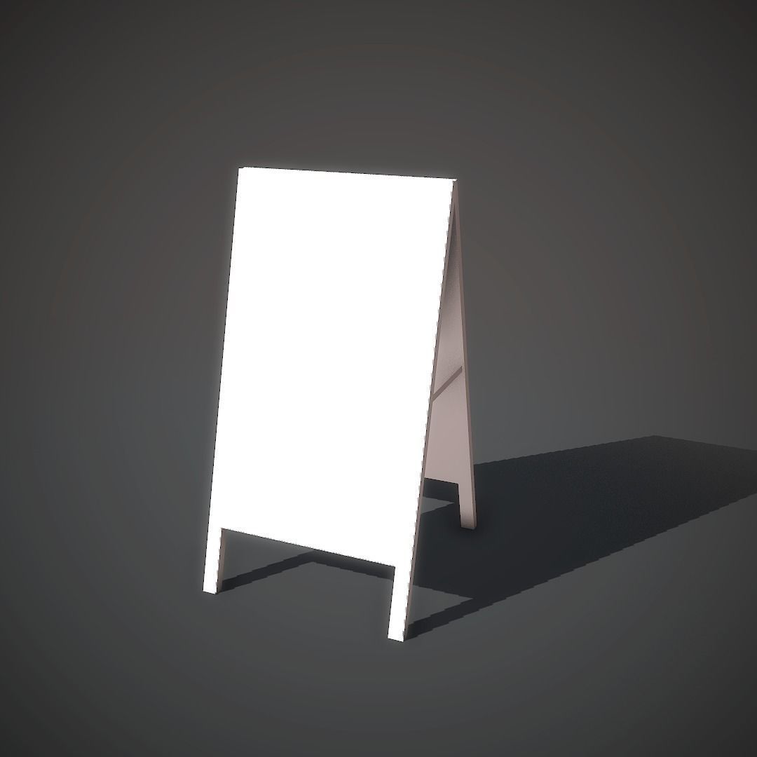 Wooden Banner Low-poly 3D model_5