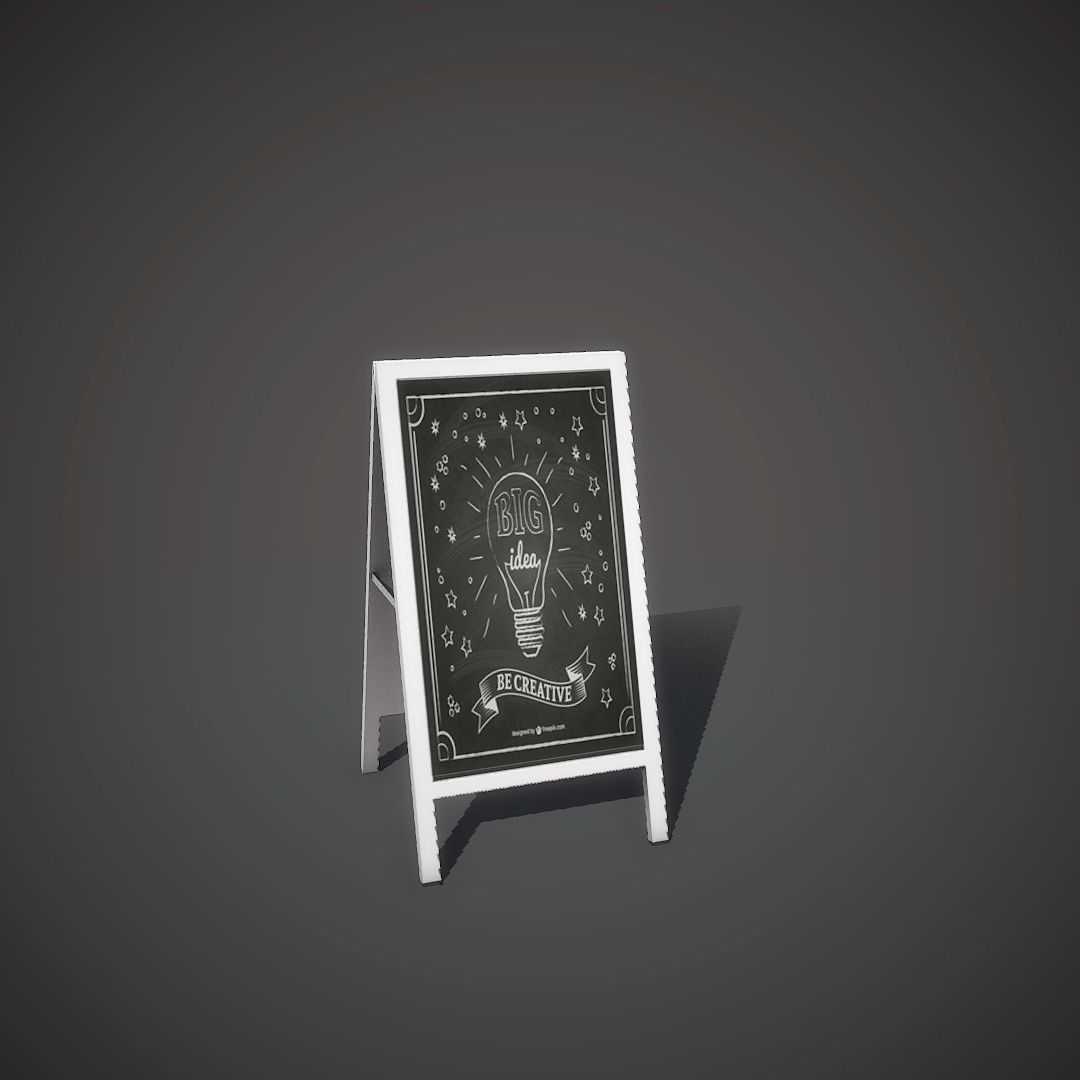 Wooden Banner Low-poly 3D model_1