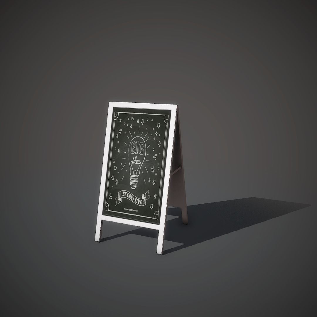 Wooden Banner Low-poly 3D model_3