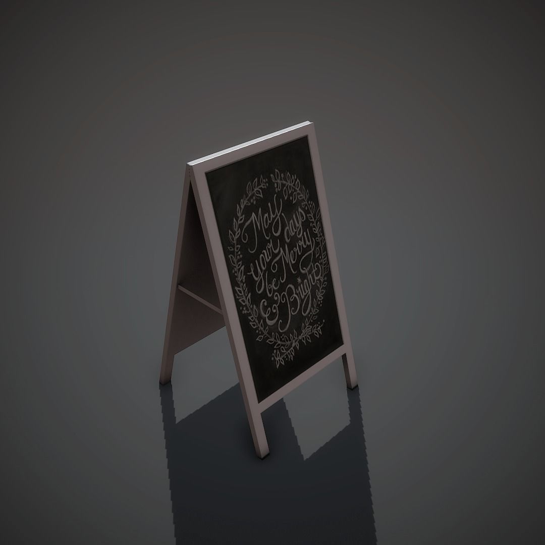 Wooden Banner Low-poly 3D model_4