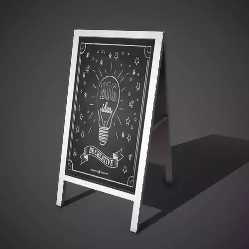Wooden Banner Low-poly 3D model