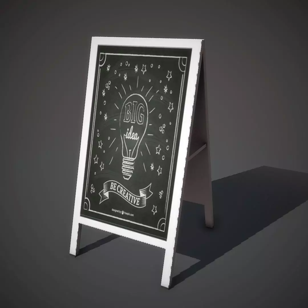 Wooden Banner Low-poly 3D model_0