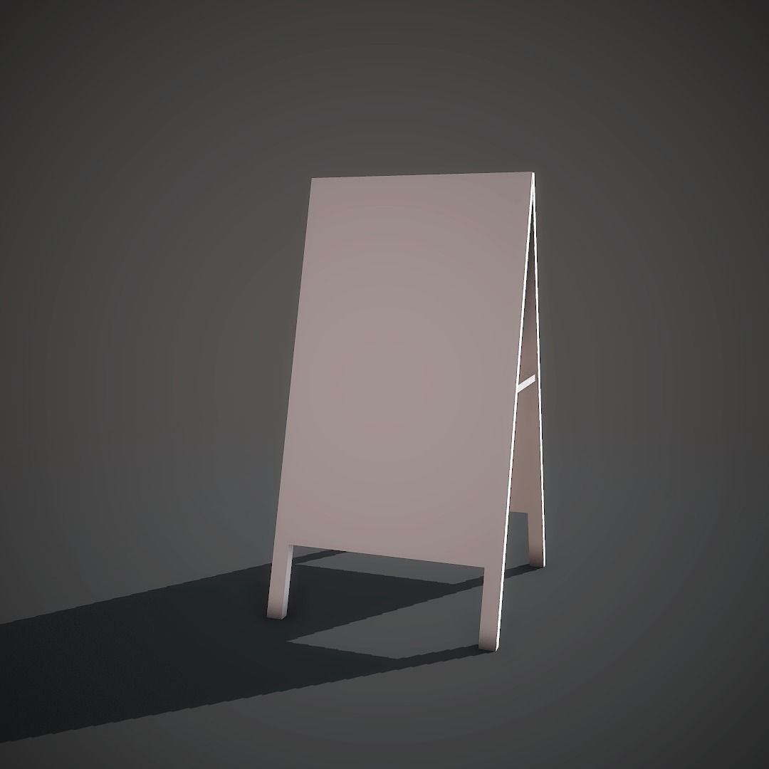 Wooden Banner Low-poly 3D model_8