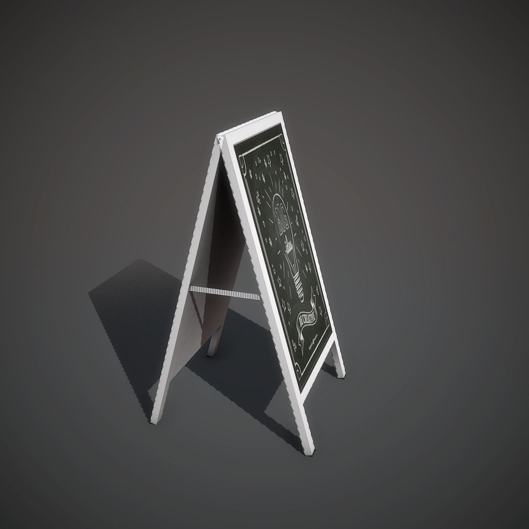 Wooden Banner Low-poly 3D model_2
