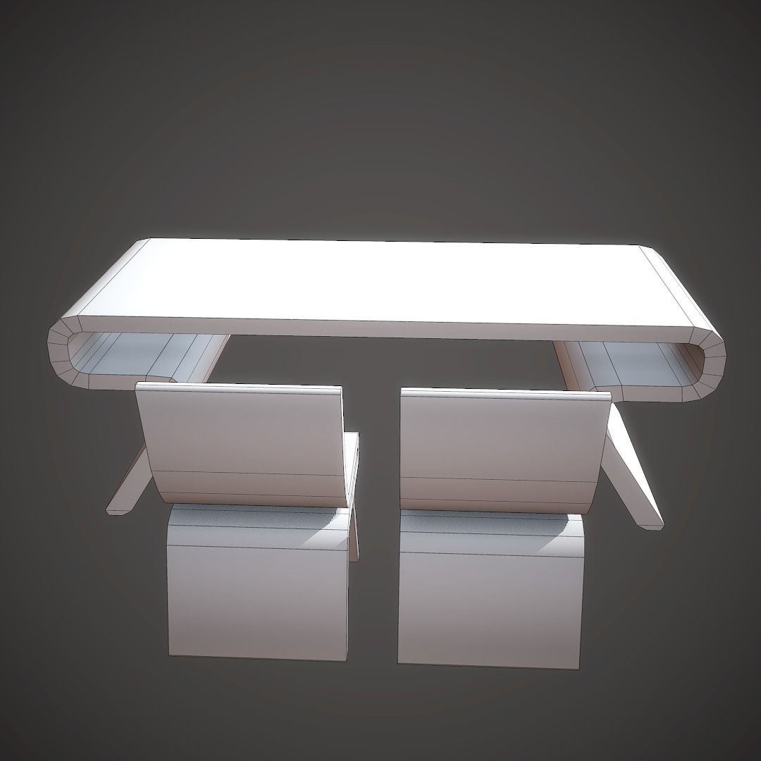 Desk Sci Fi Low-poly 3D model_8