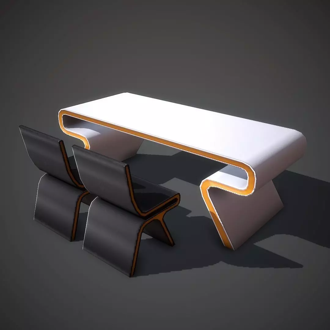 Desk Sci Fi Low-poly 3D model_0