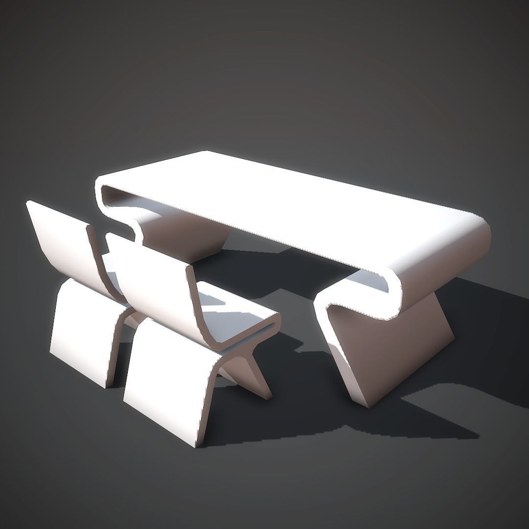 Desk Sci Fi Low-poly 3D model_9