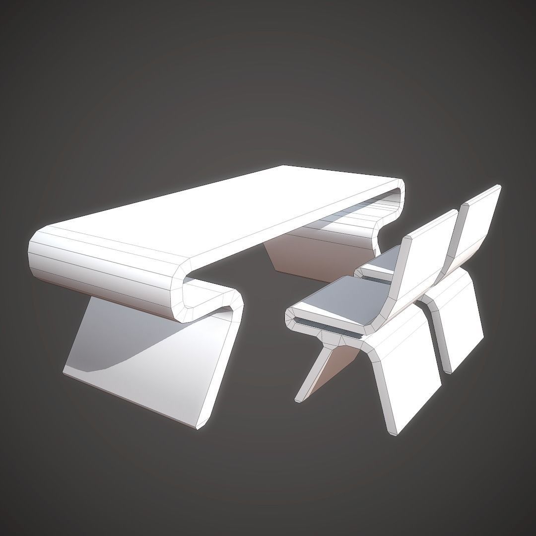 Desk Sci Fi Low-poly 3D model_6