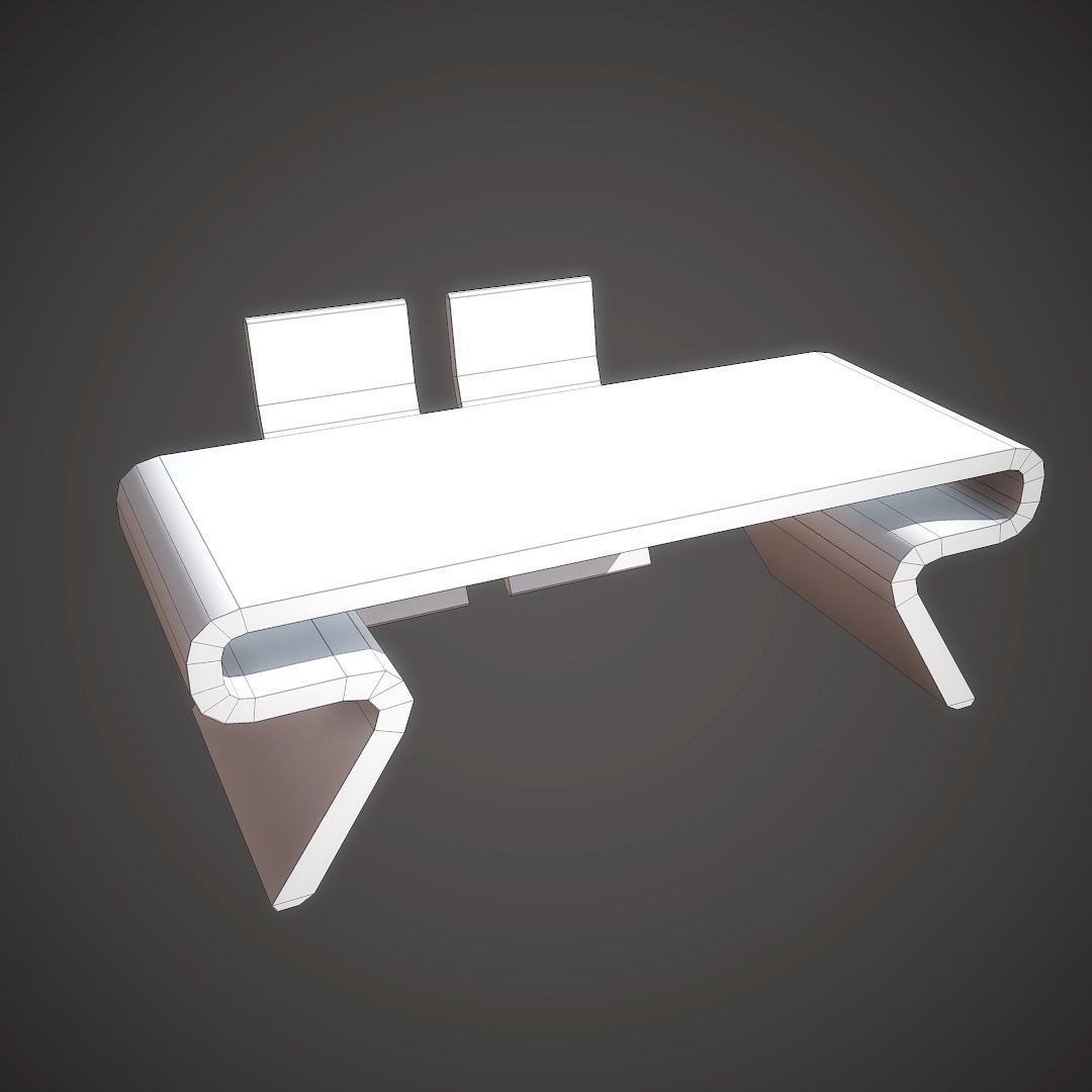 Desk Sci Fi Low-poly 3D model_7