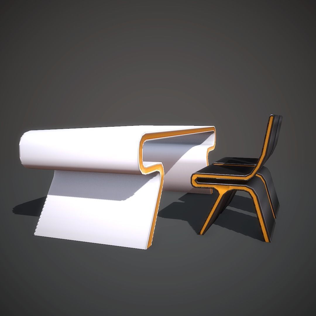 Desk Sci Fi Low-poly 3D model_2