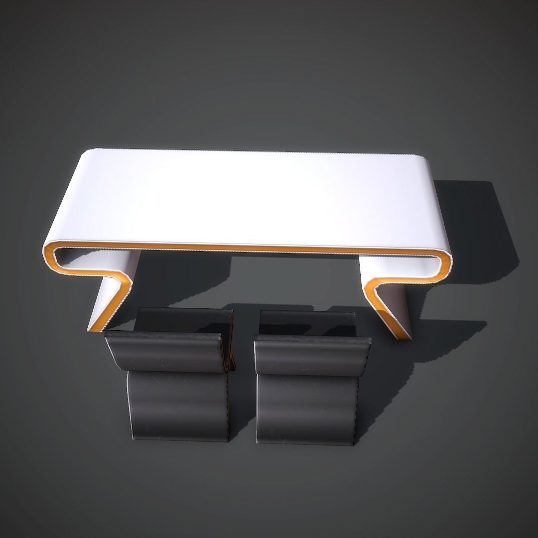Desk Sci Fi Low-poly 3D model_1