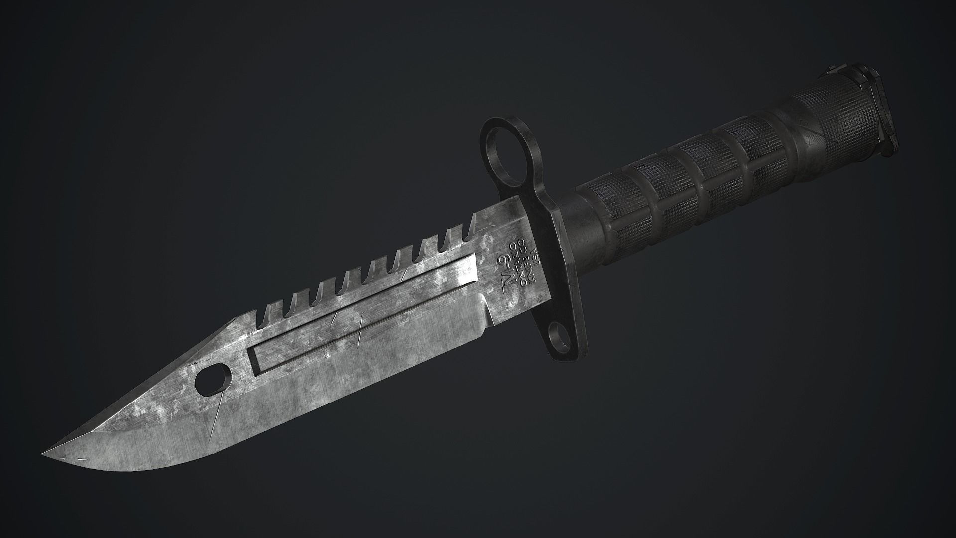 M9 Bayonet Knife PBR Game Ready Low-poly 3D model_8