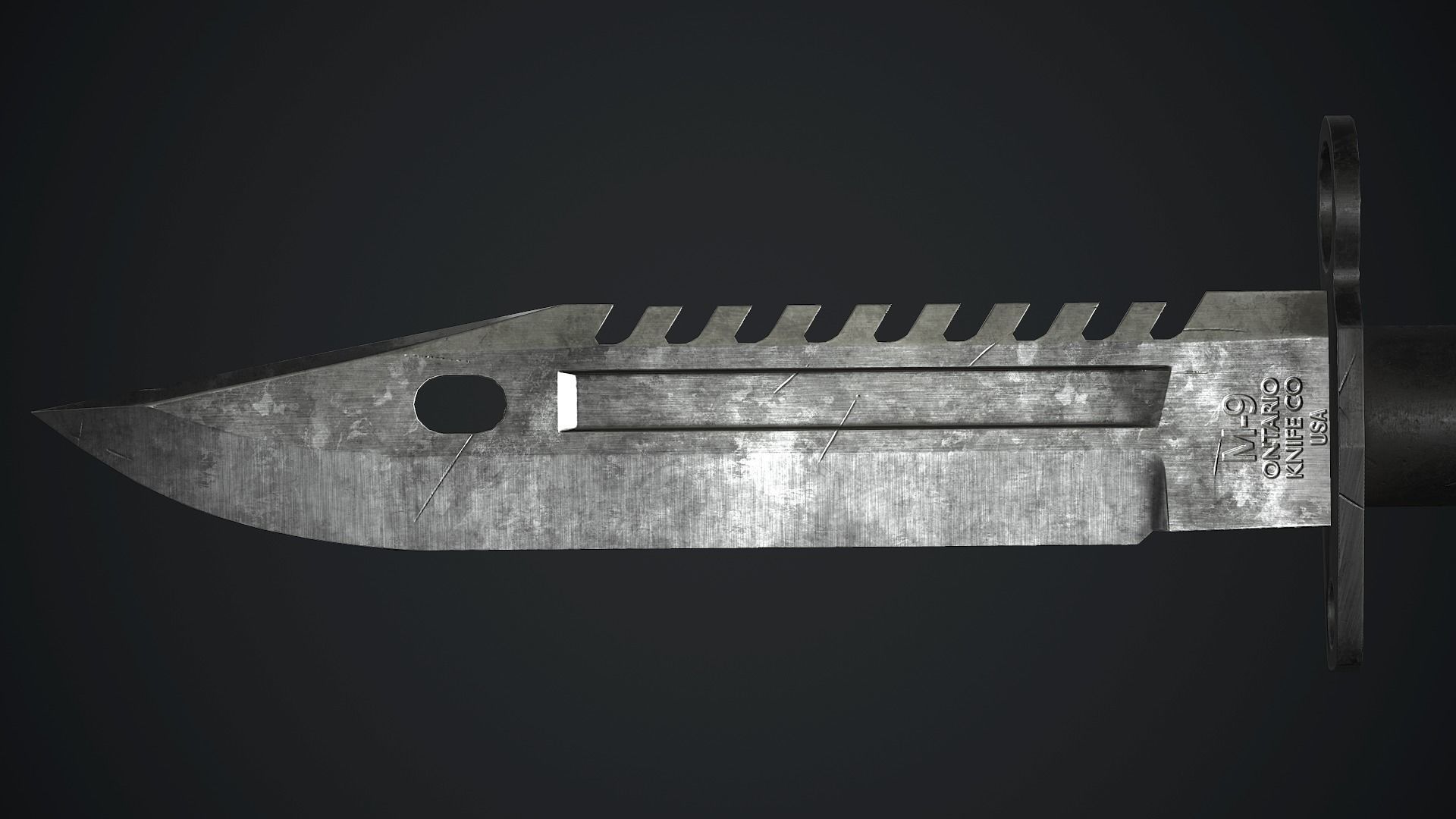 M9 Bayonet Knife PBR Game Ready Low-poly 3D model_16