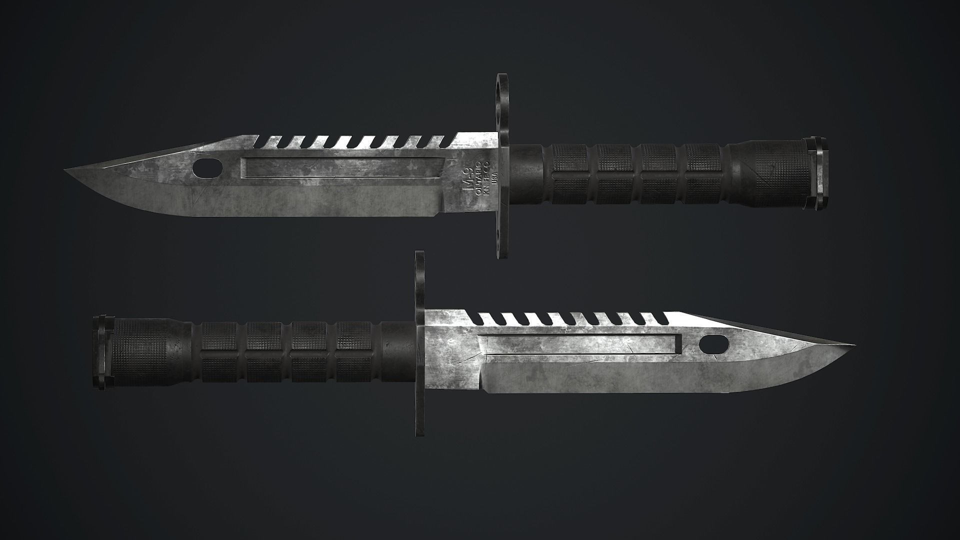 M9 Bayonet Knife PBR Game Ready Low-poly 3D model_2