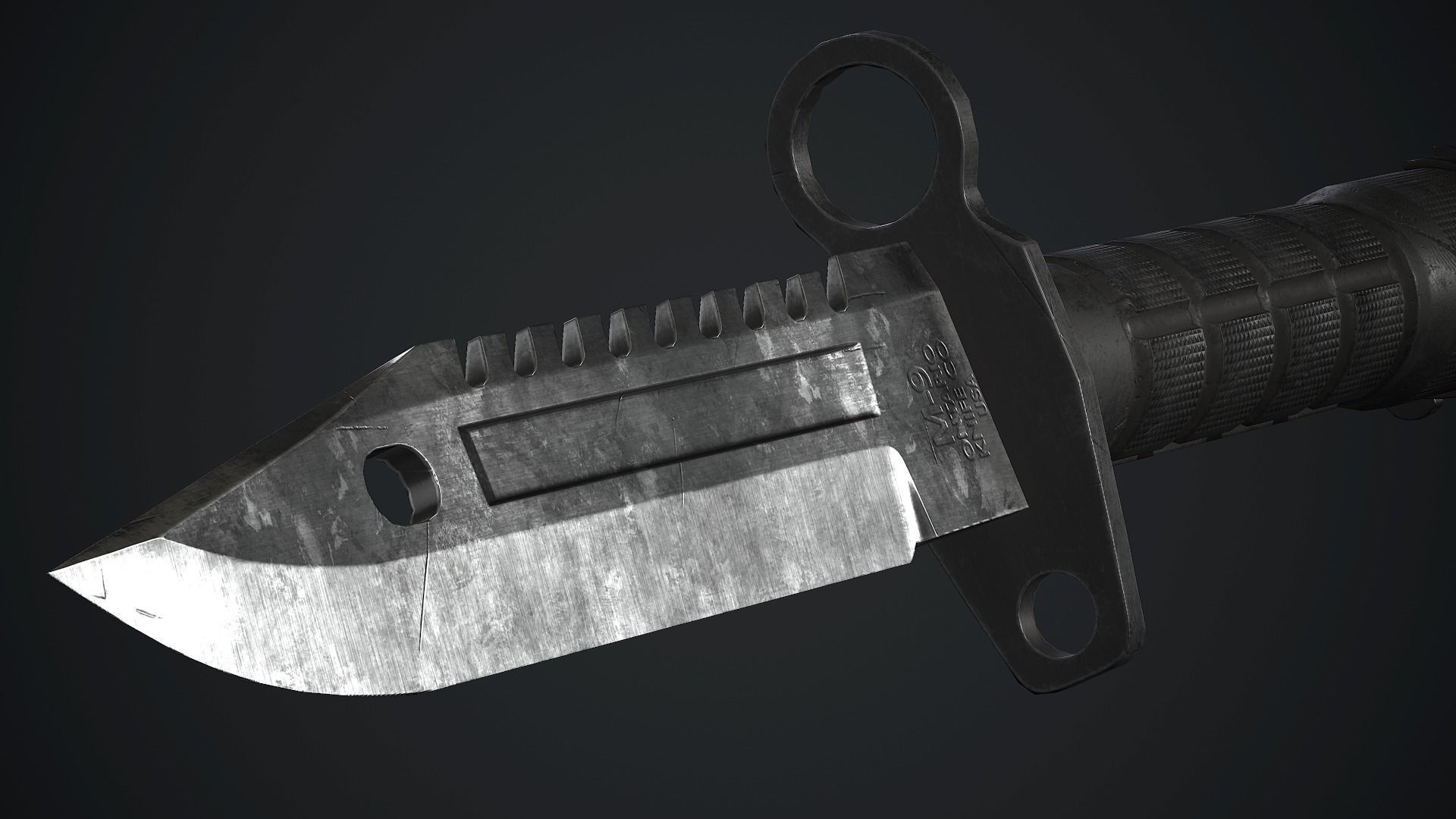 M9 Bayonet Knife PBR Game Ready Low-poly 3D model_9