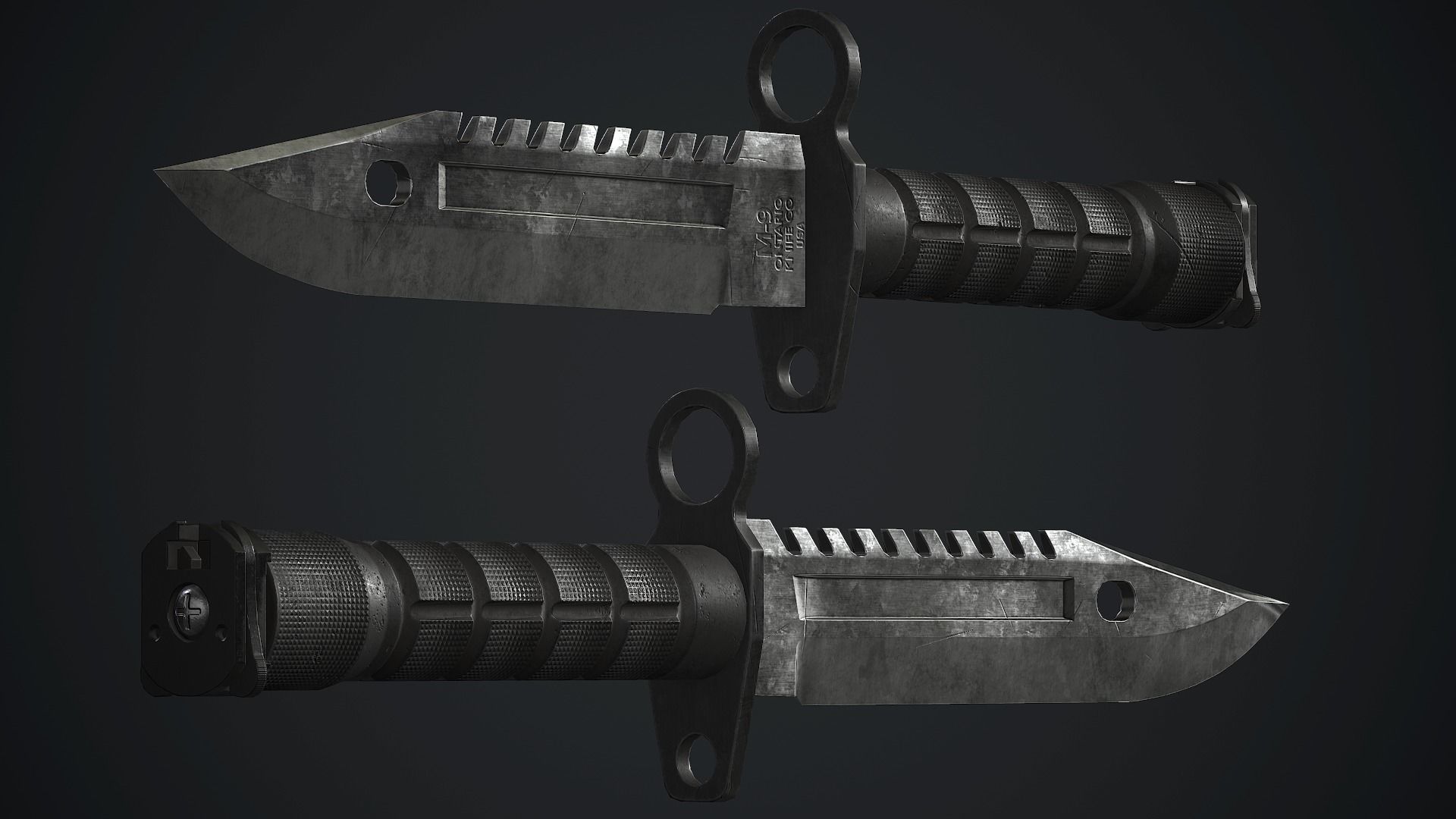 M9 Bayonet Knife PBR Game Ready Low-poly 3D model_4