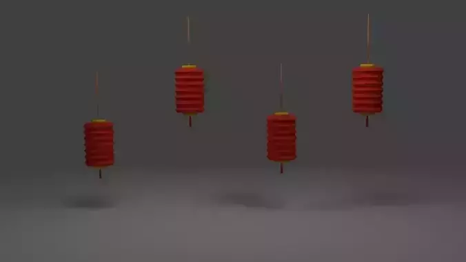 Lunar day lanterns Low-poly 3D model