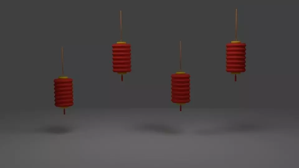 Lunar day lanterns Low-poly 3D model