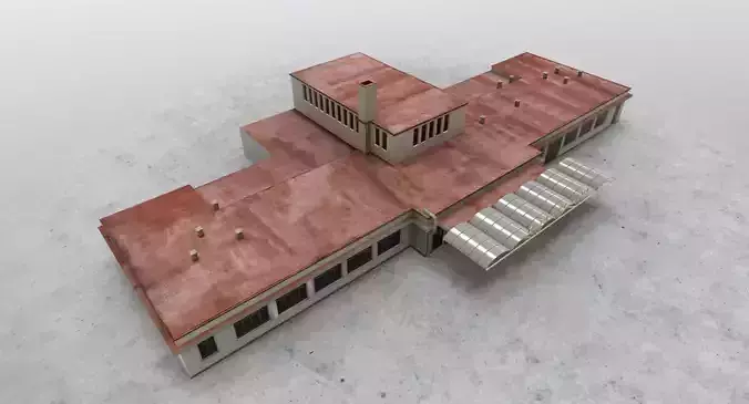 LKKV Old Terminal Low-poly 3D model