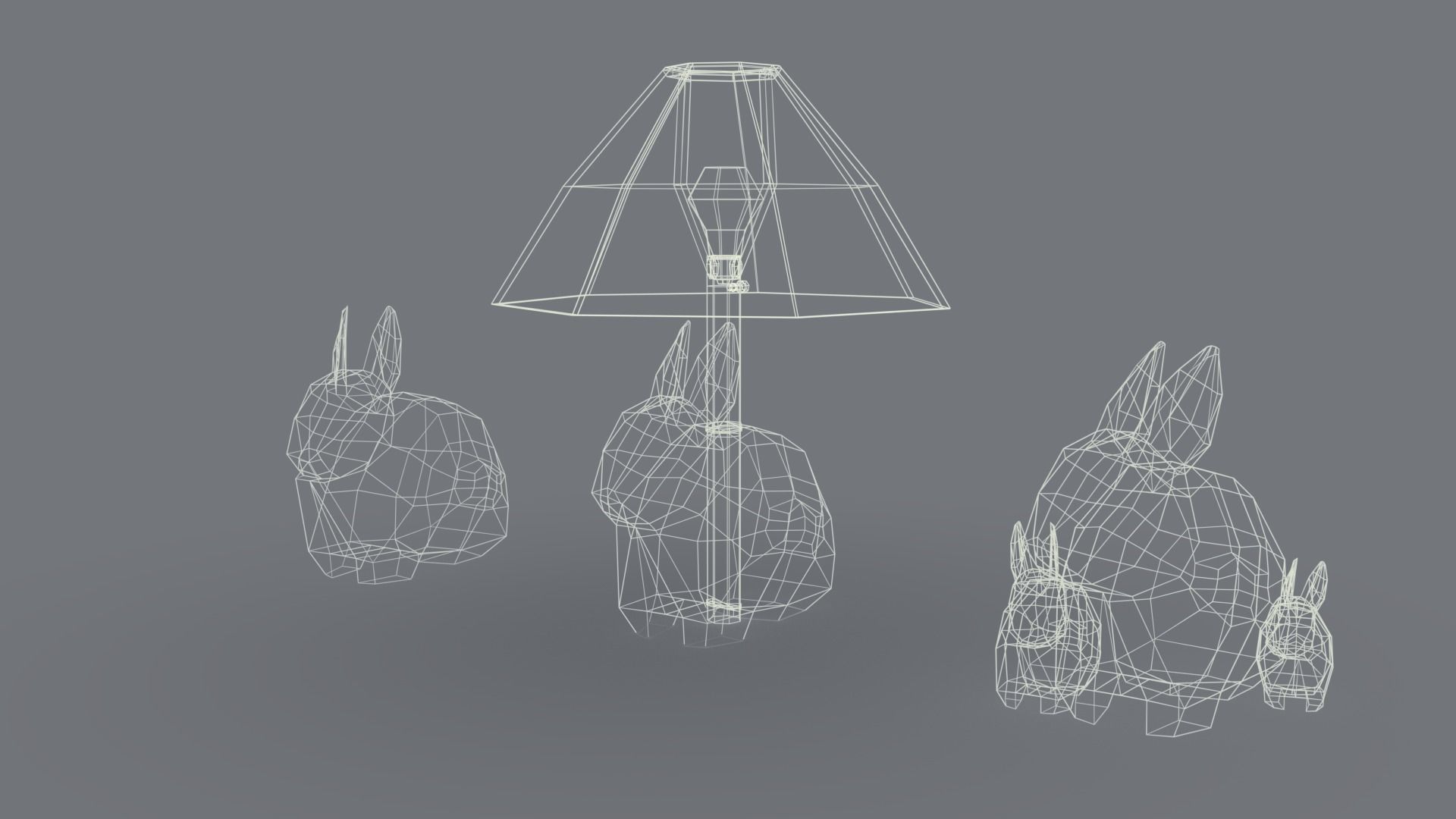 Porcelain Rabbit Table Lamp Free low-poly 3D model_10