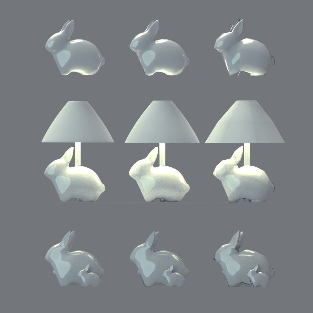Porcelain Rabbit Table Lamp Free low-poly 3D model_4
