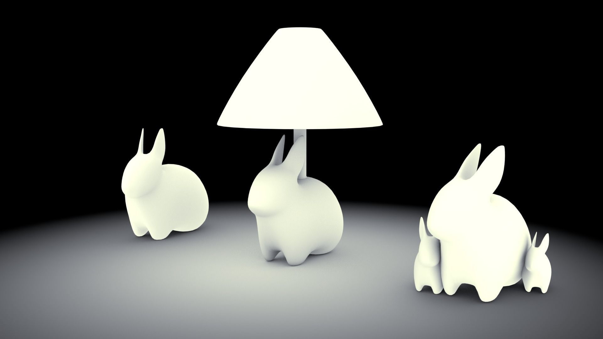 Porcelain Rabbit Table Lamp Free low-poly 3D model_2