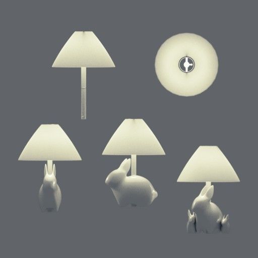 Porcelain Rabbit Table Lamp Free low-poly 3D model_1