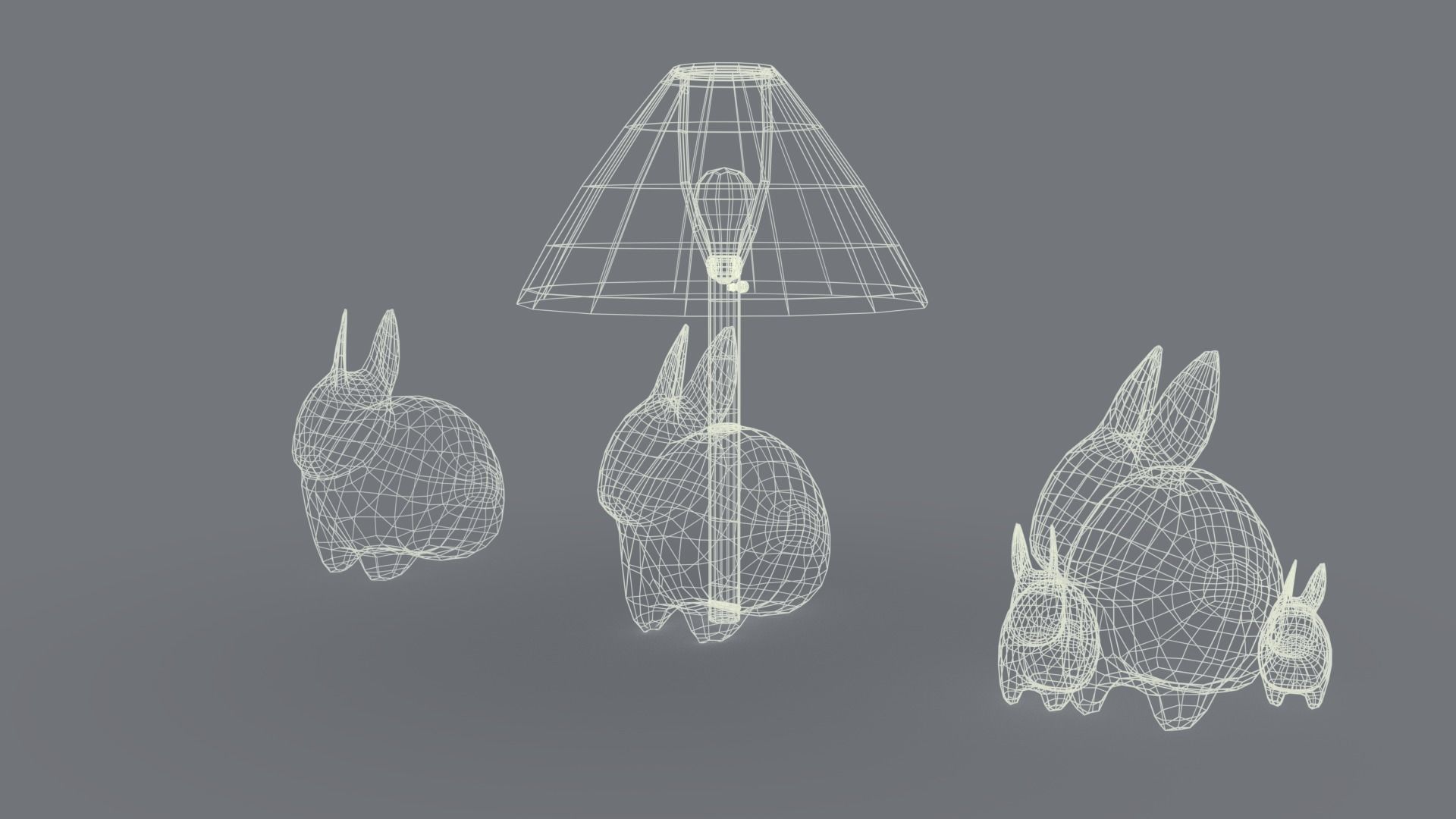 Porcelain Rabbit Table Lamp Free low-poly 3D model_9