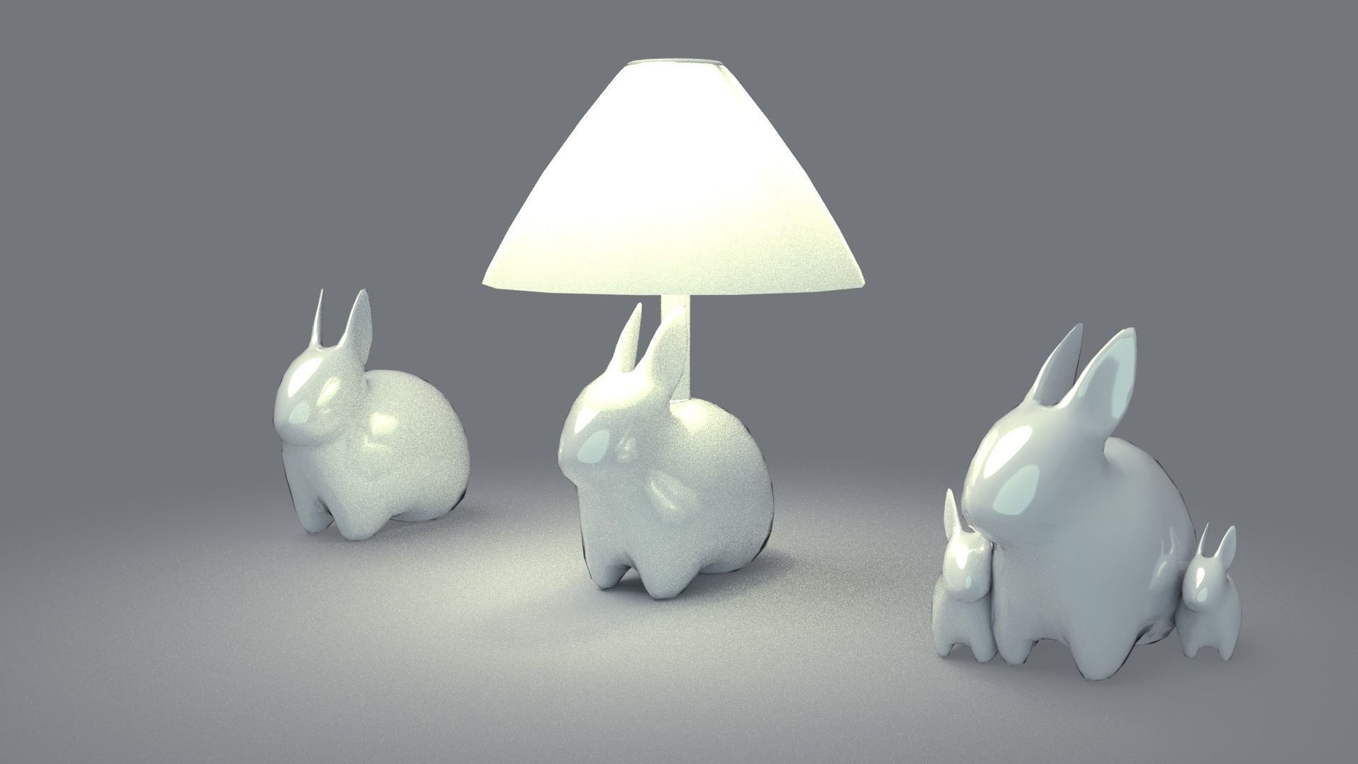 Porcelain Rabbit Table Lamp Free low-poly 3D model_8