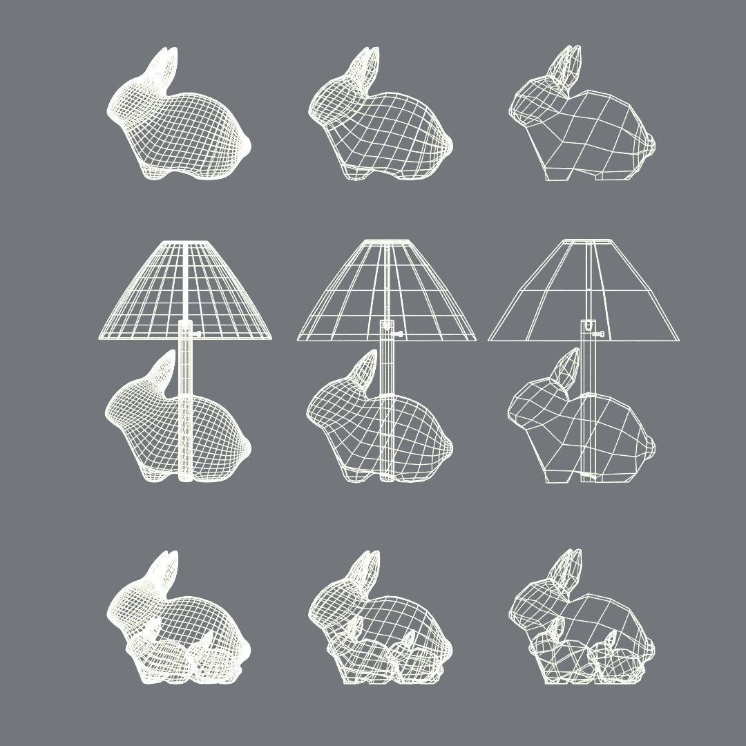 Porcelain Rabbit Table Lamp Free low-poly 3D model_3