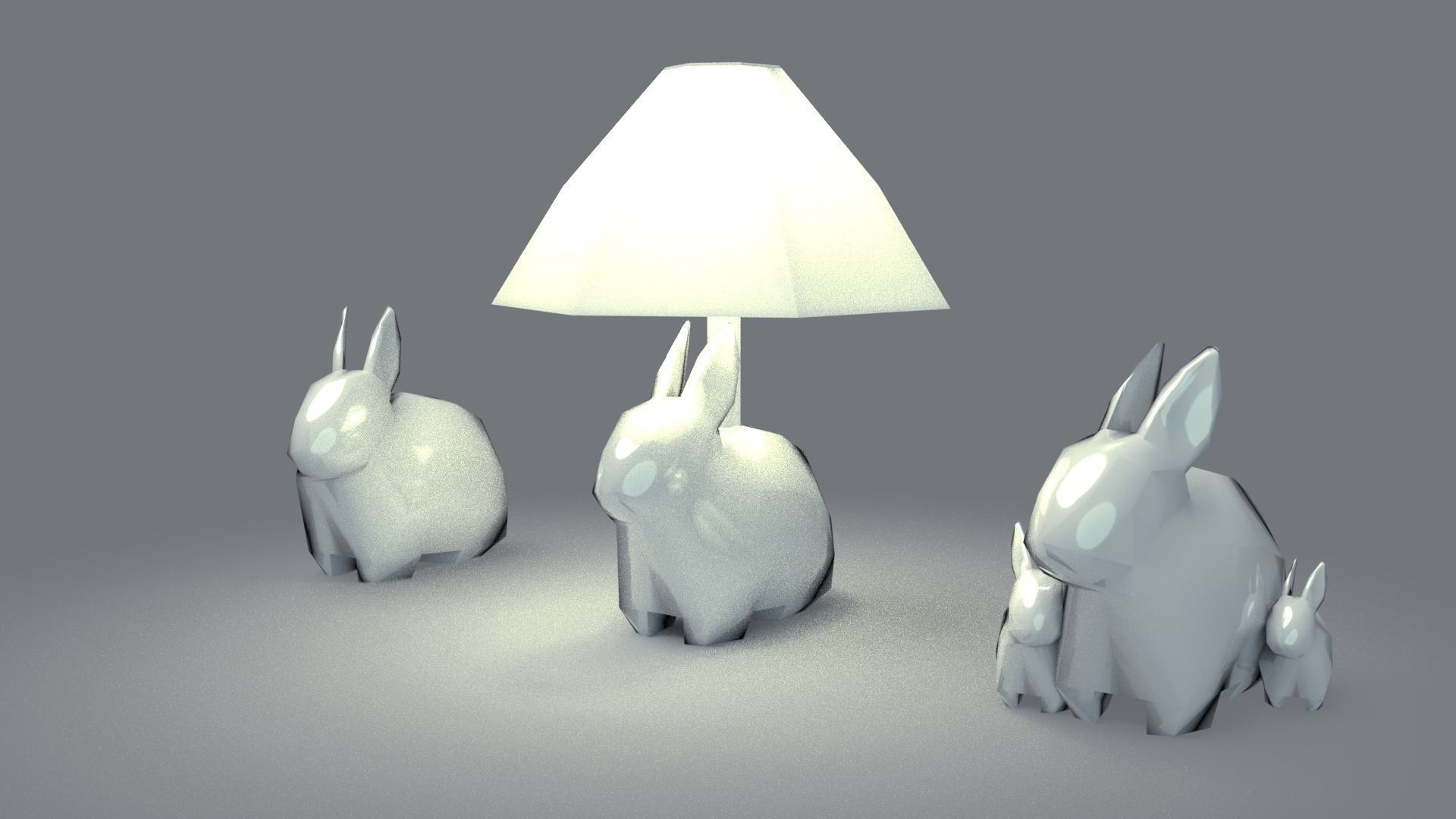 Porcelain Rabbit Table Lamp Free low-poly 3D model_7