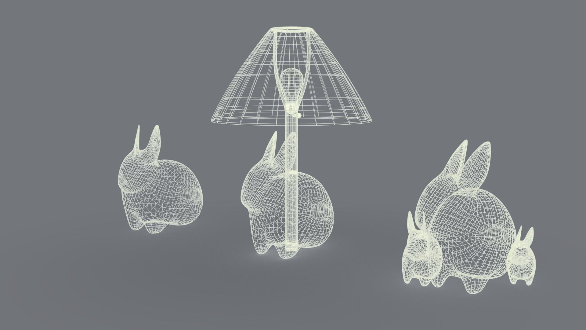Porcelain Rabbit Table Lamp Free low-poly 3D model_6