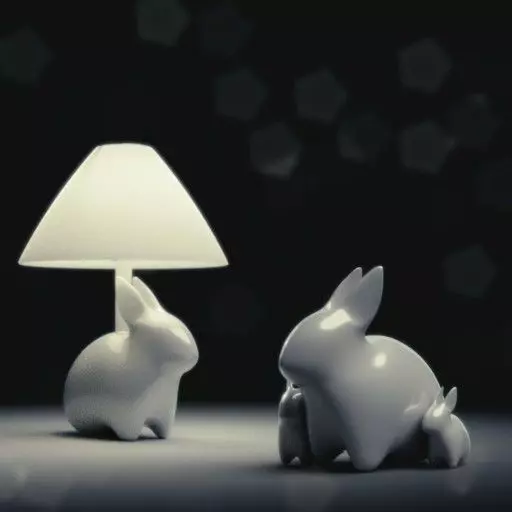 Porcelain Rabbit Table Lamp Free low-poly 3D model_0