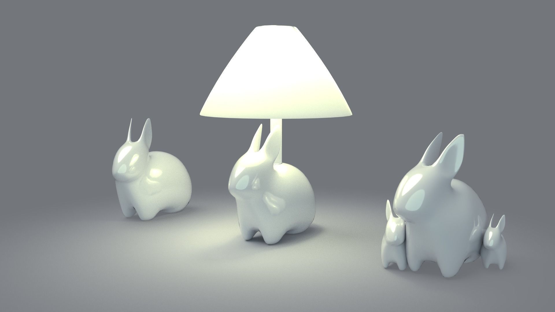 Porcelain Rabbit Table Lamp Free low-poly 3D model_5