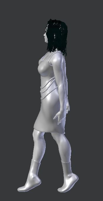 Bitty woman in silver dress Low-poly 3D model_3