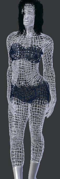 Bitty woman in silver dress Low-poly 3D model_8