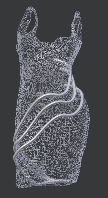 Bitty woman in silver dress Low-poly 3D model_7