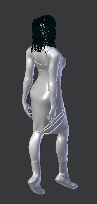 Bitty woman in silver dress Low-poly 3D model_4