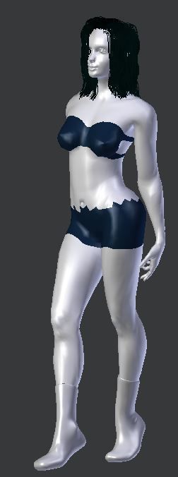 Bitty woman in silver dress Low-poly 3D model_6