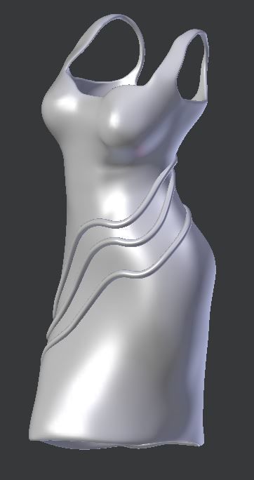 Bitty woman in silver dress Low-poly 3D model_5