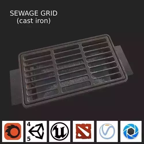 Sewage grate LOW PBR Low-poly 3D model