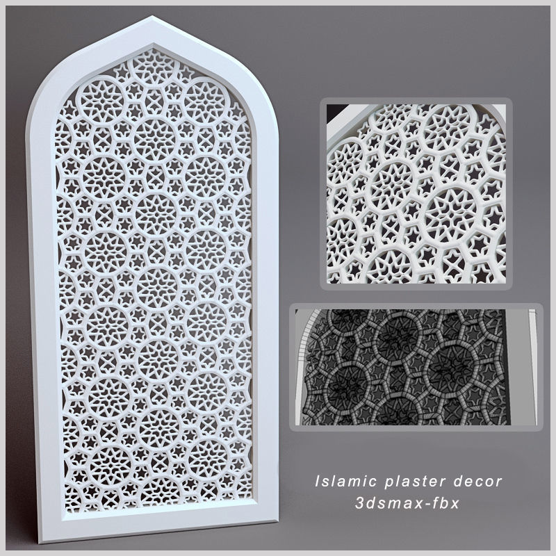 islamic plaster decor  3D model_2